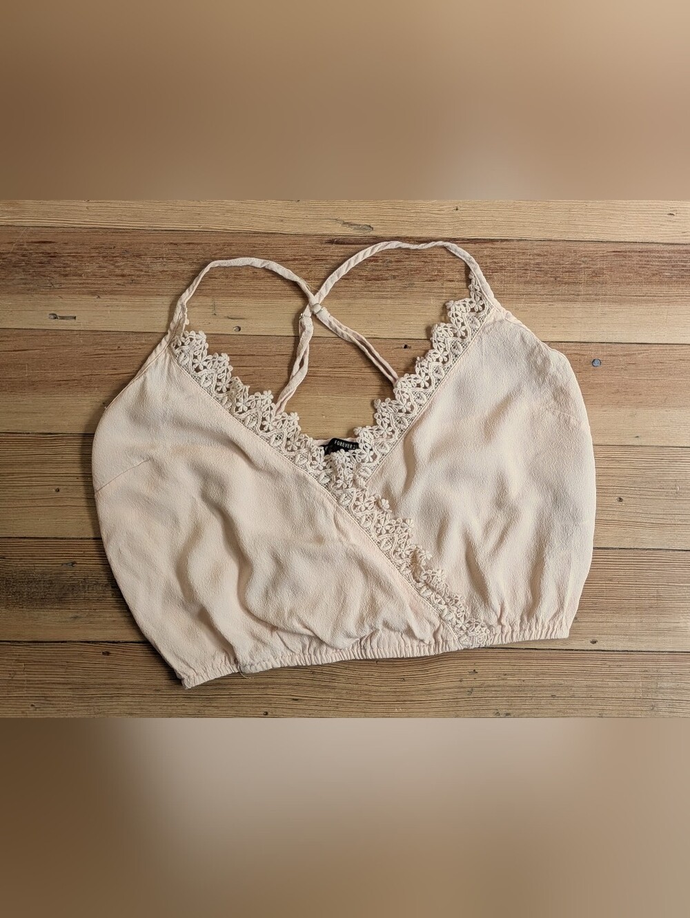 Forever 21 Pale Blush Lace Trim Cami